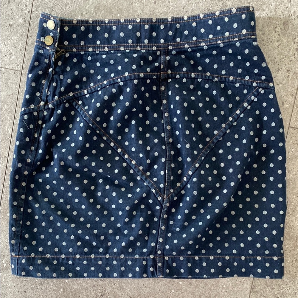 Rebecca Taylor Polka Dot Denim Skirt - Picture 2 of 8